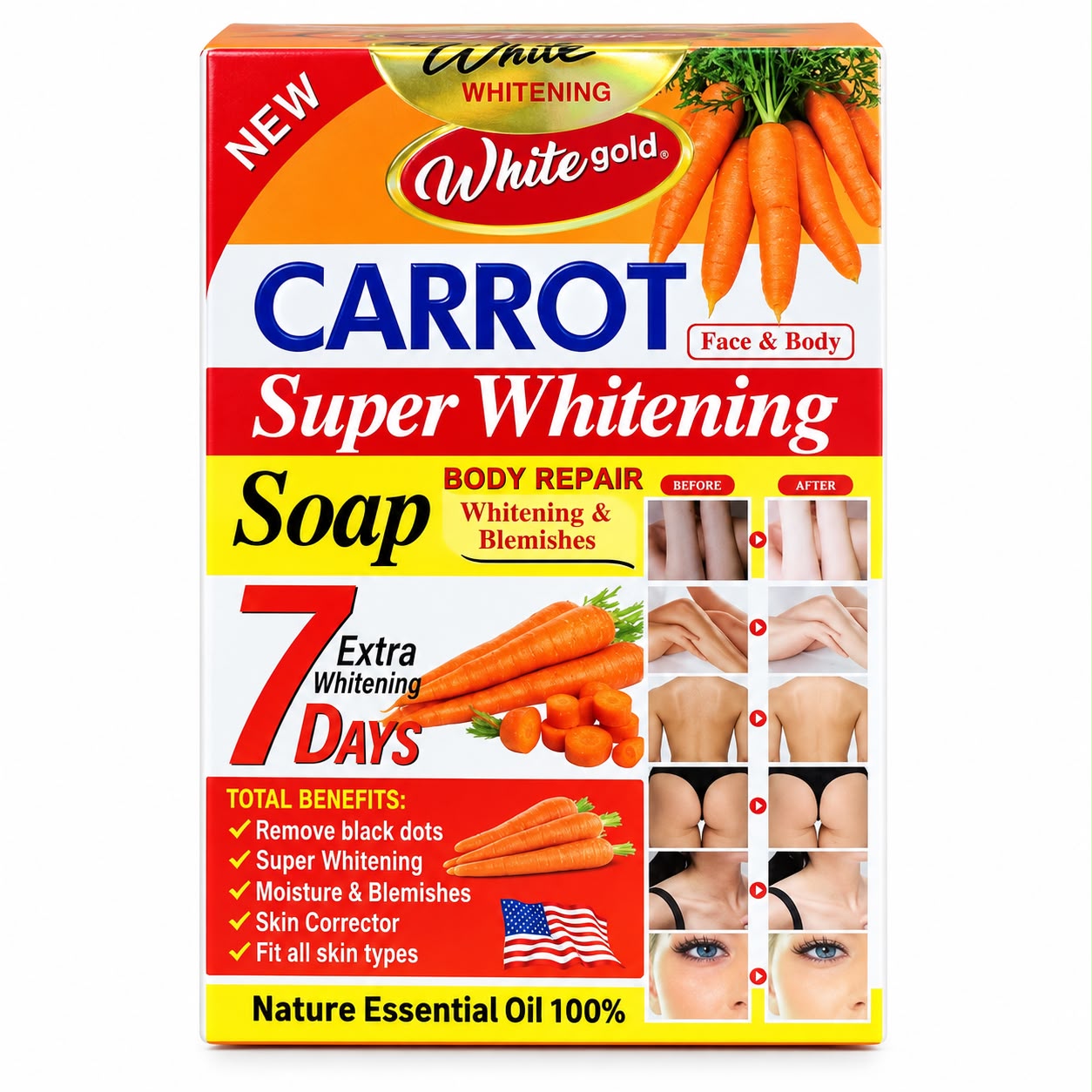 White Gold Carrot Super Whitening Dry Soap 135g