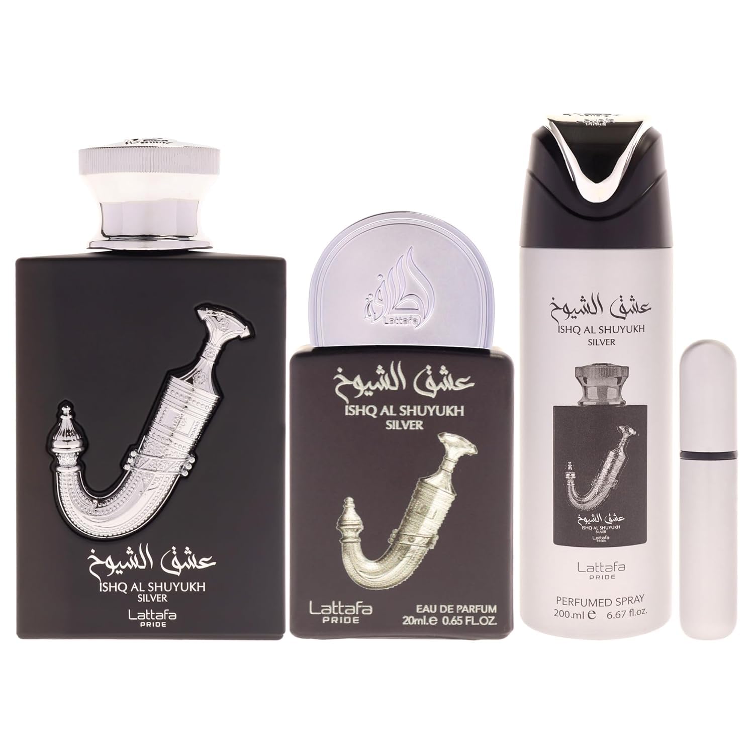 Lattafa Pride Ishq Al Shuyukh Silver 3pc Gift Set